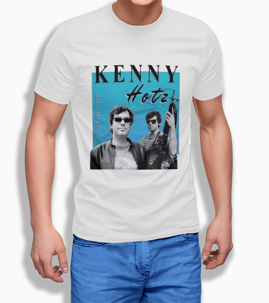 Kenny Hotz First Man To Exist Black And White Sunglasses Gun Image T-Shirt