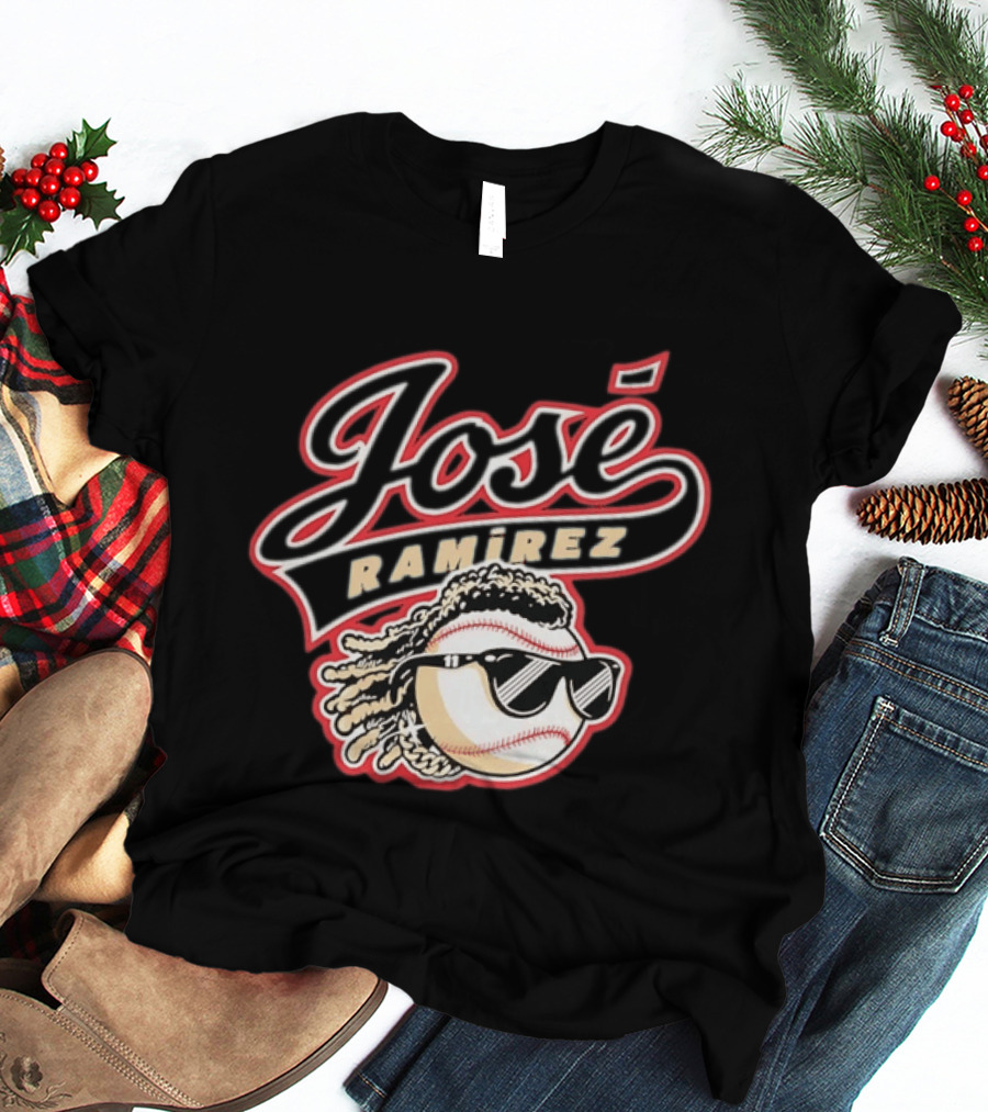 José Ramírez Cleveland Guardians Baseball Player Cool Baseball Icon With Sunglasses T-Shirt