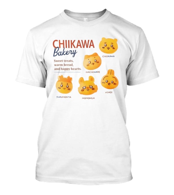 Chiikawa Bakery Sweet Treats Warm Bread Happy Hearts With Chiikawa Hachiware Furuhonya Momonga Usagi T-Shirt