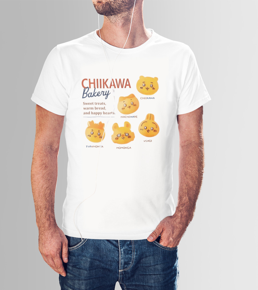 Chiikawa Bakery Sweet Treats Warm Bread Happy Hearts With Chiikawa Hachiware Furuhonya Momonga Usagi T-Shirt