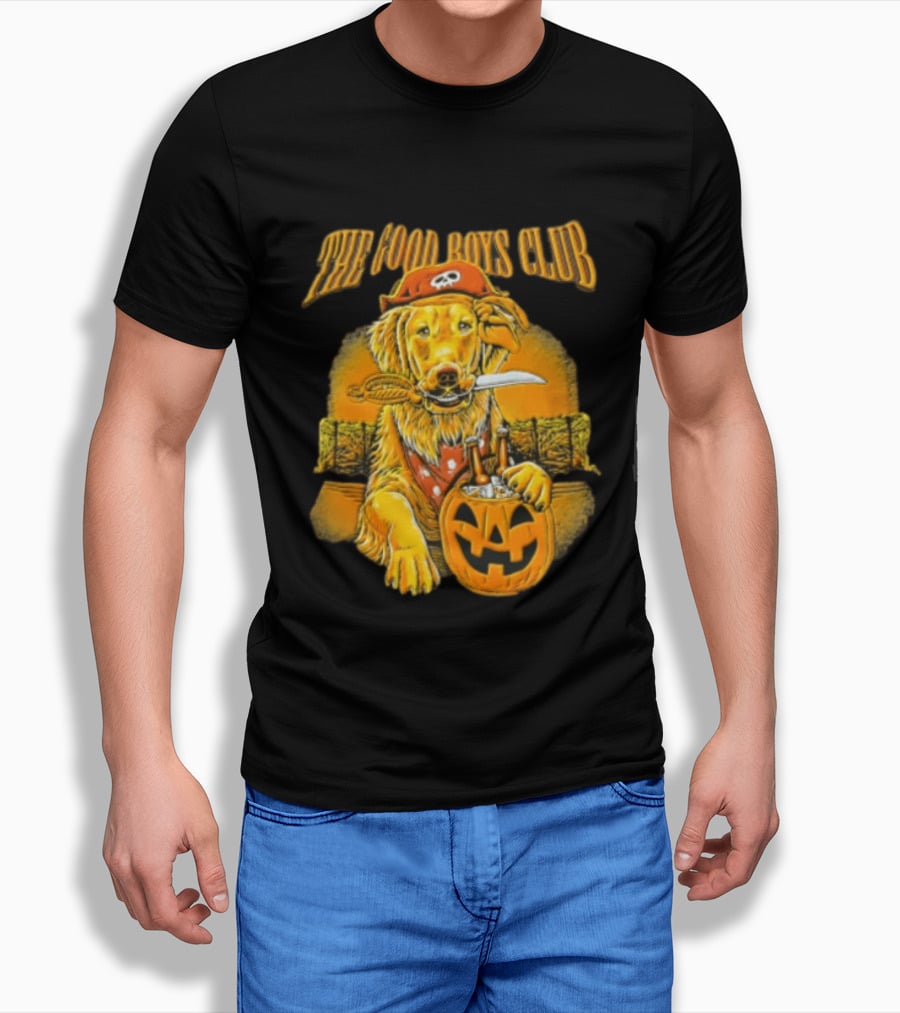 The Good Boys Club Pirate Golden Retriever Halloween Pumpkin T-Shirt