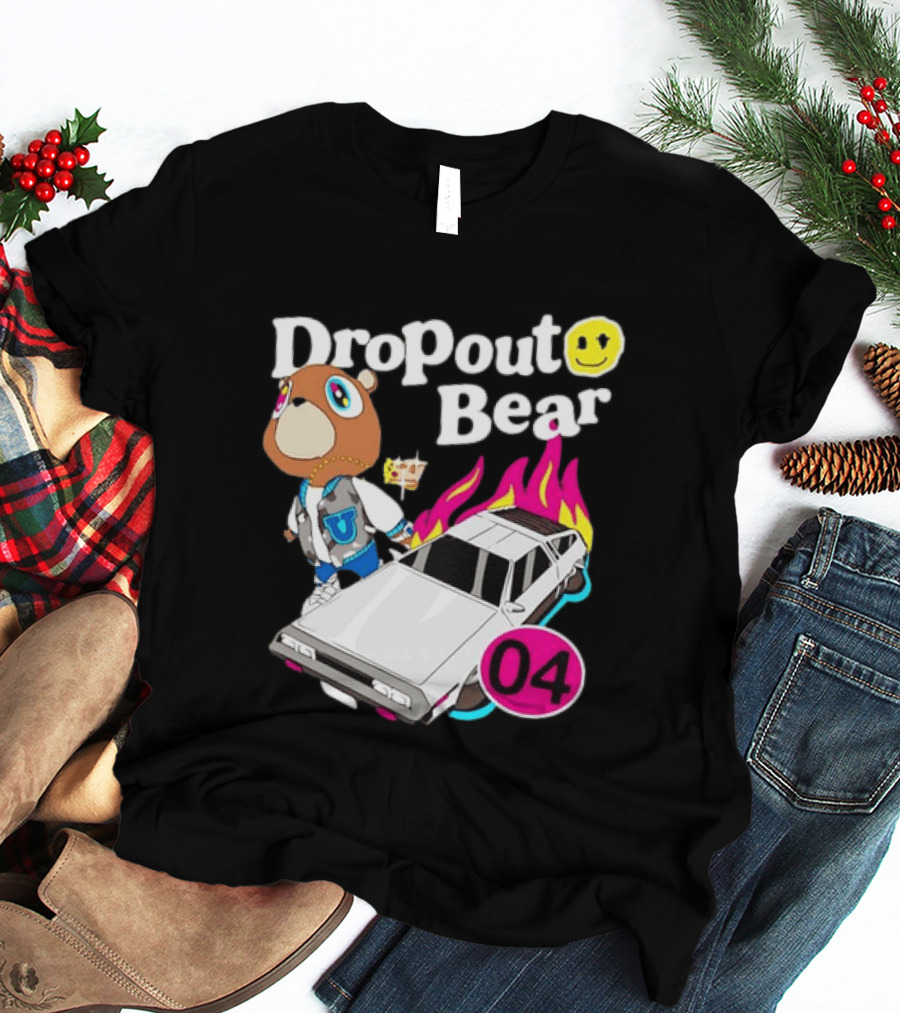 Kanye West Dropout Bear DeLorean 04 Flame Sneakers T-Shirt