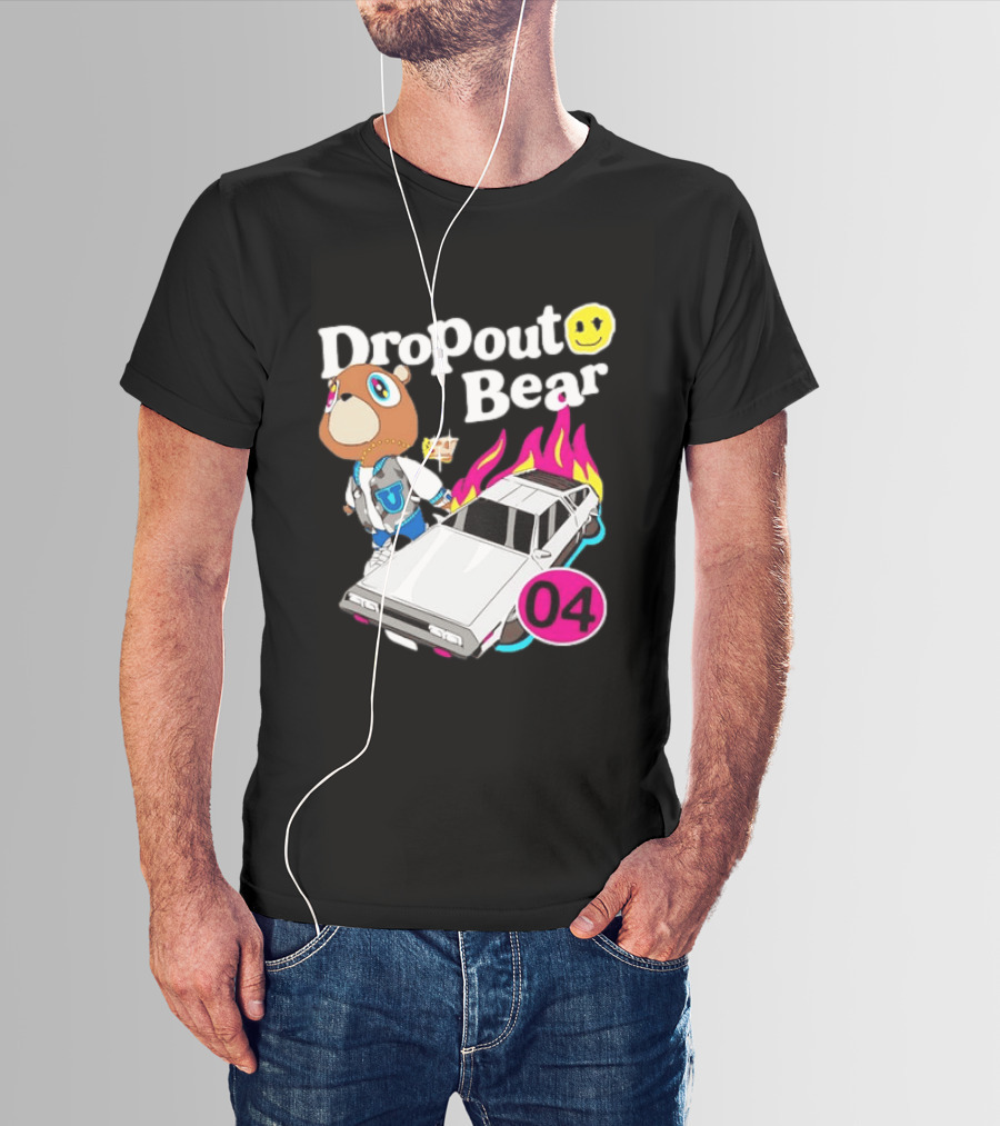 Kanye West Dropout Bear DeLorean 04 Flame Sneakers T-Shirt