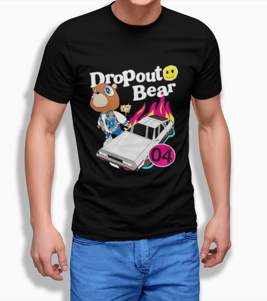 Kanye West Dropout Bear DeLorean 04 Flame Sneakers T-Shirt