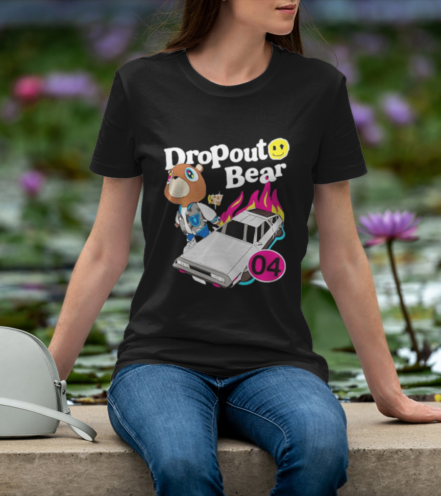 Kanye West Dropout Bear DeLorean 04 Flame Sneakers T-Shirt