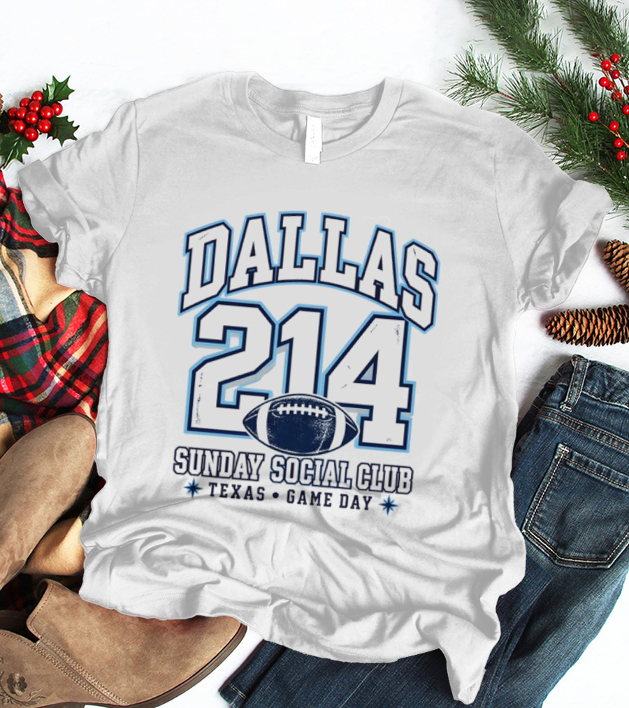 Dallas 214 Sunday Social Club Texas Game Day Football T-Shirt