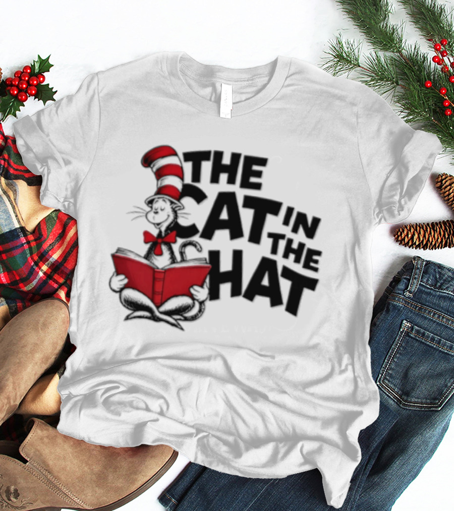 Dr Seuss The Cat In The Hat Reading Book T-Shirt