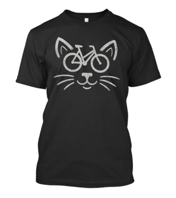 White Cat Face Bicycle Frame Whiskers Ears T-Shirt