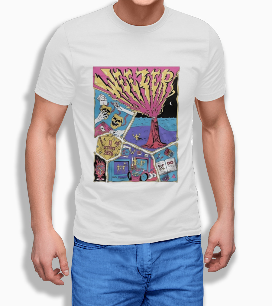 Weezer Orlando Kia Center 11 October 2026 Concert Skulls Tarot Cards Beach Scene T-Shirt