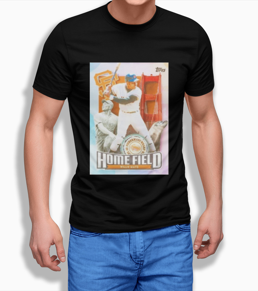 San Francisco Giants Willie Mays Topps Home Field Fisherman's Wharf Golden Gate Bridge T-Shirt