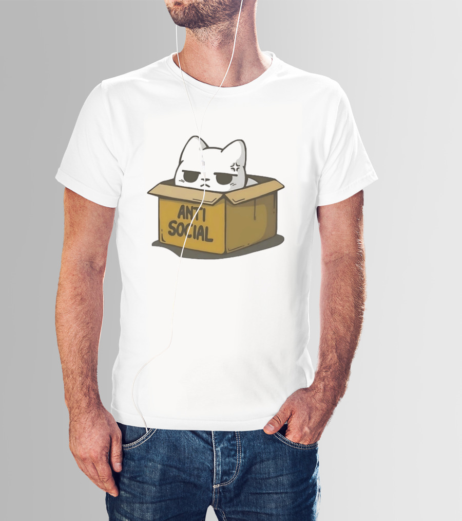 Grumpy Cat Anti Social Introvert In Box T-Shirt