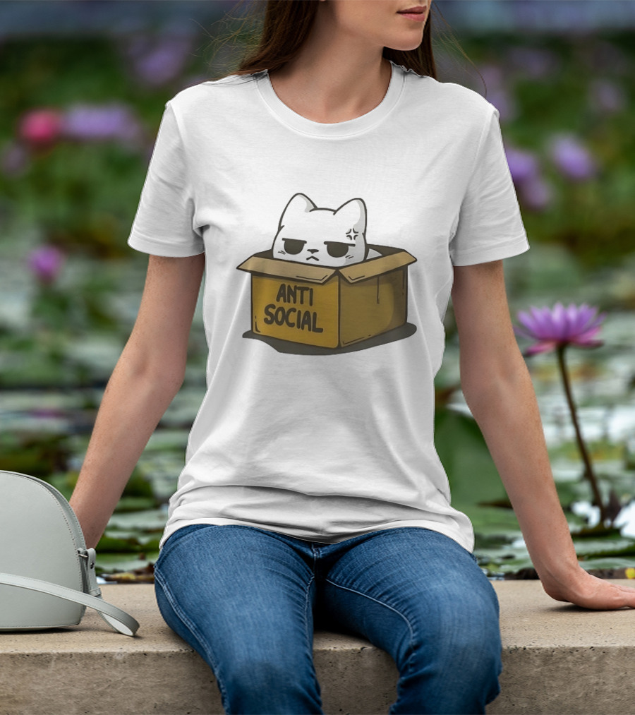 Grumpy Cat Anti Social Introvert In Box T-Shirt