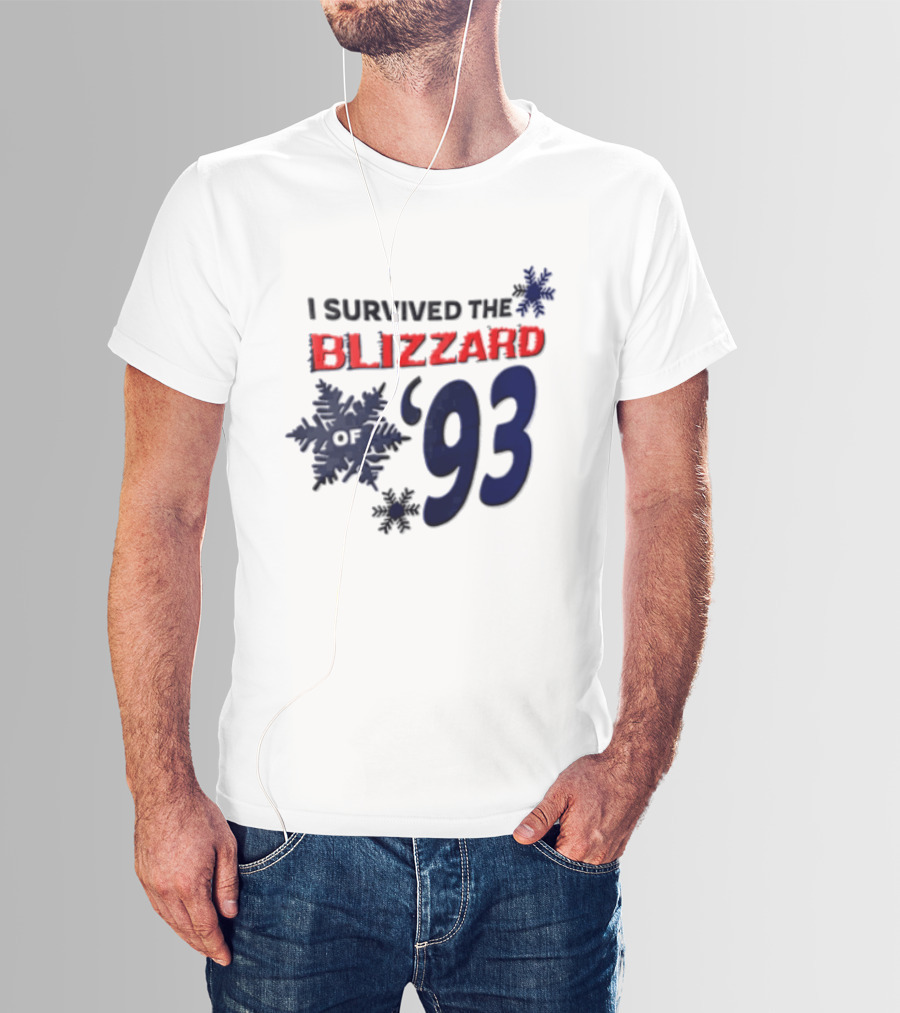 I Survived The Blizzard Of '93 Blue Snowflakes White T-Shirt