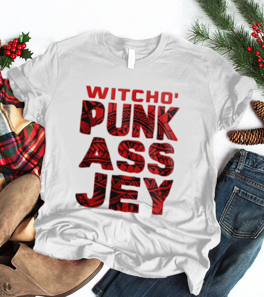 Witcho Punk ASS JEY Red And Black Tribal Patterned Block T-Shirt