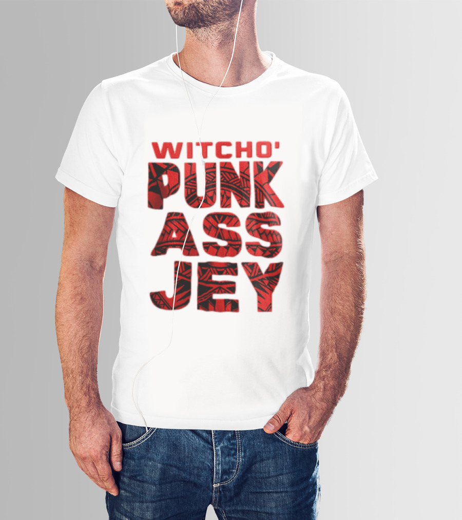 Witcho Punk ASS JEY Red And Black Tribal Patterned Block T-Shirt