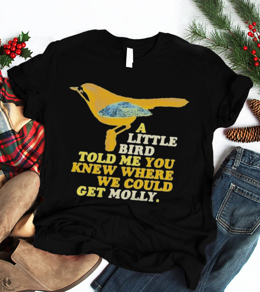 A Little Bird Told Me You Knew Where We Could Get Molly Text With Cartoon Bird T-Shirt