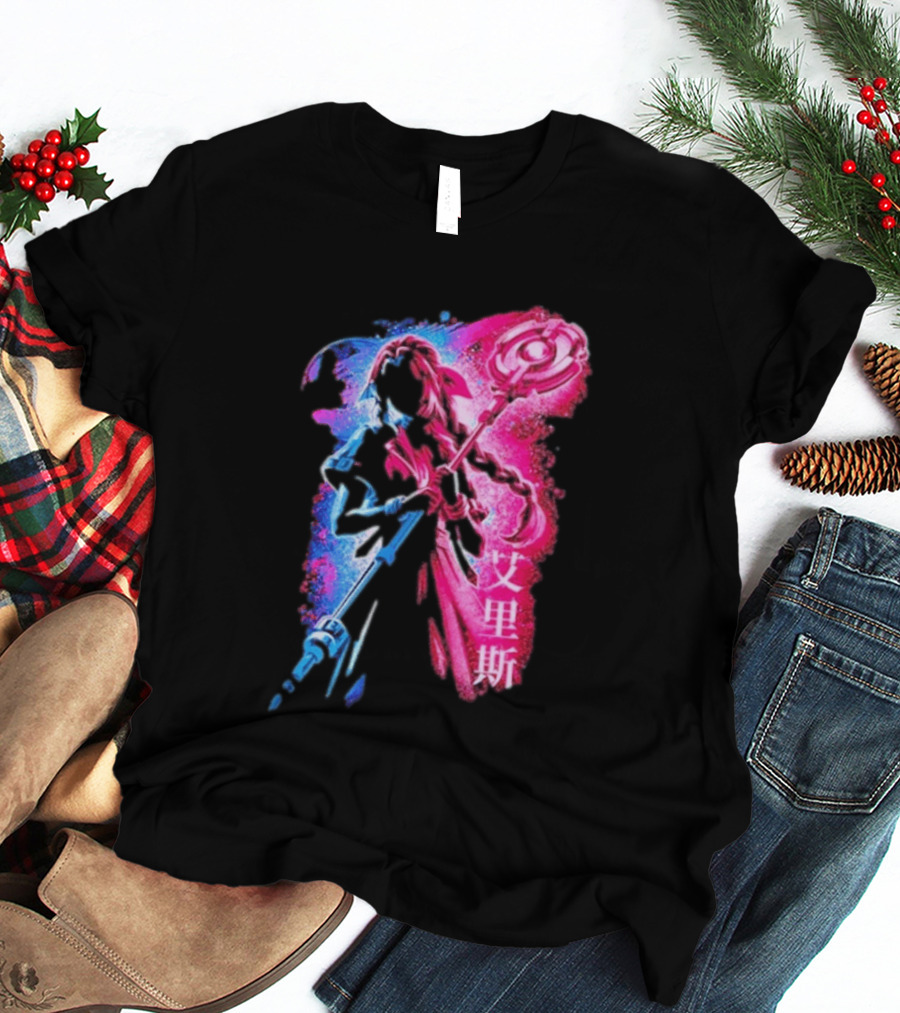Aerith Gainsborough Final Fantasy VII Pink And Blue Japanese T-Shirt