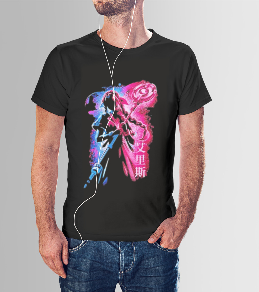 Aerith Gainsborough Final Fantasy VII Pink And Blue Japanese T-Shirt