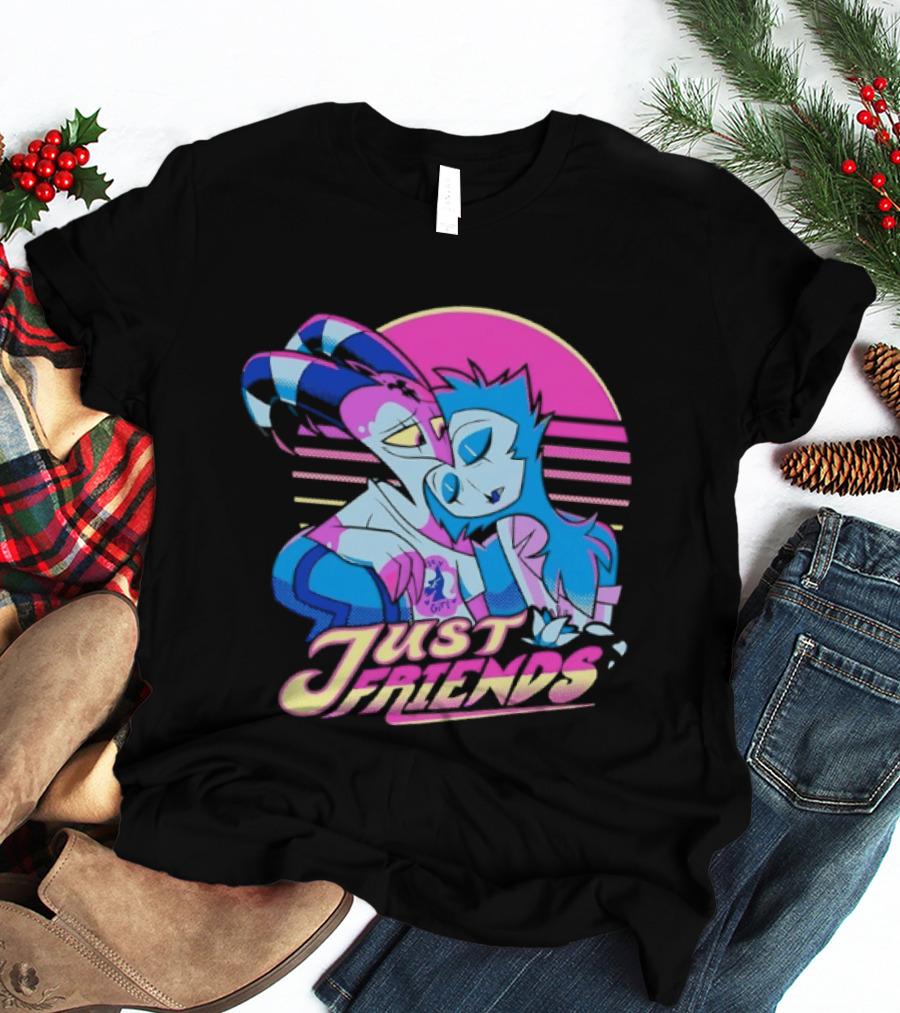 Just Friends Blitzø Stolas Helluva Boss Neon Sunset T-Shirt