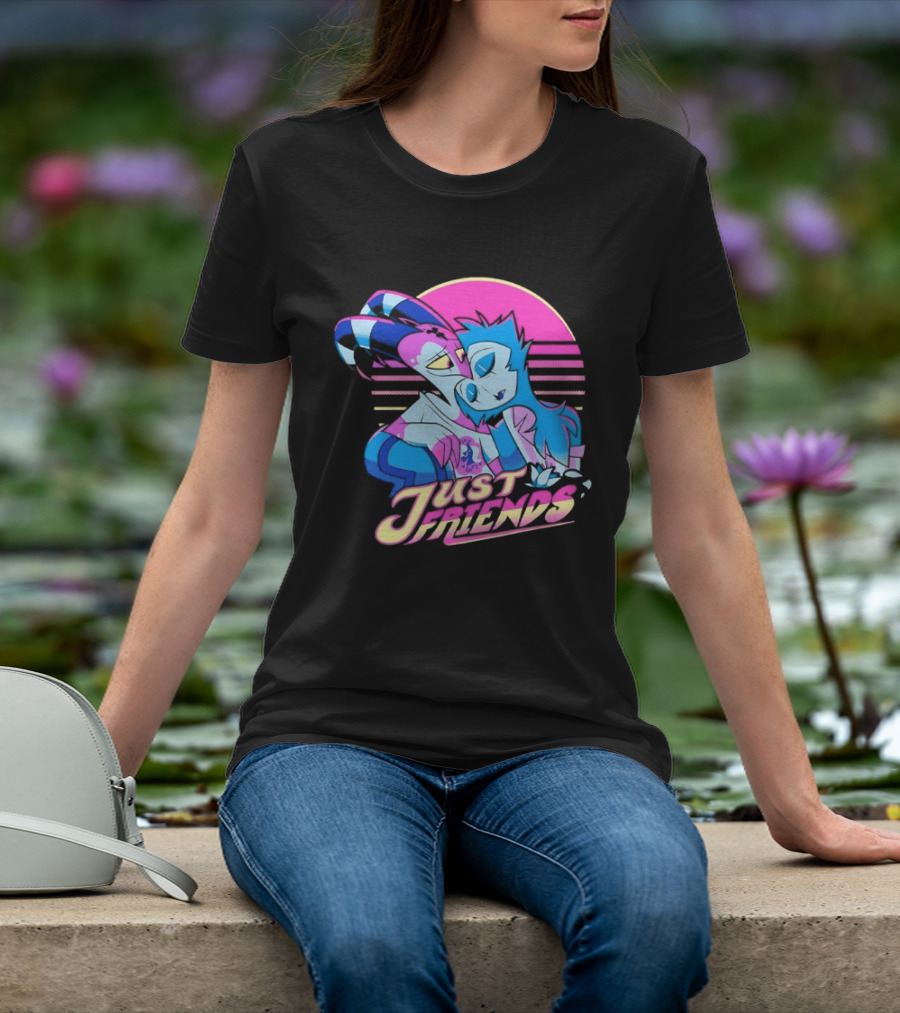 Just Friends Blitzø Stolas Helluva Boss Neon Sunset T-Shirt