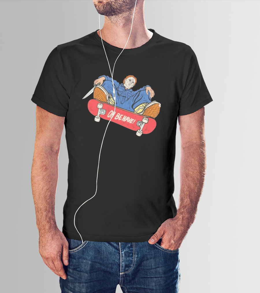 Michael Myers Oh Be Have Skateboard Halloween Horror Character Mashup T-Shirt