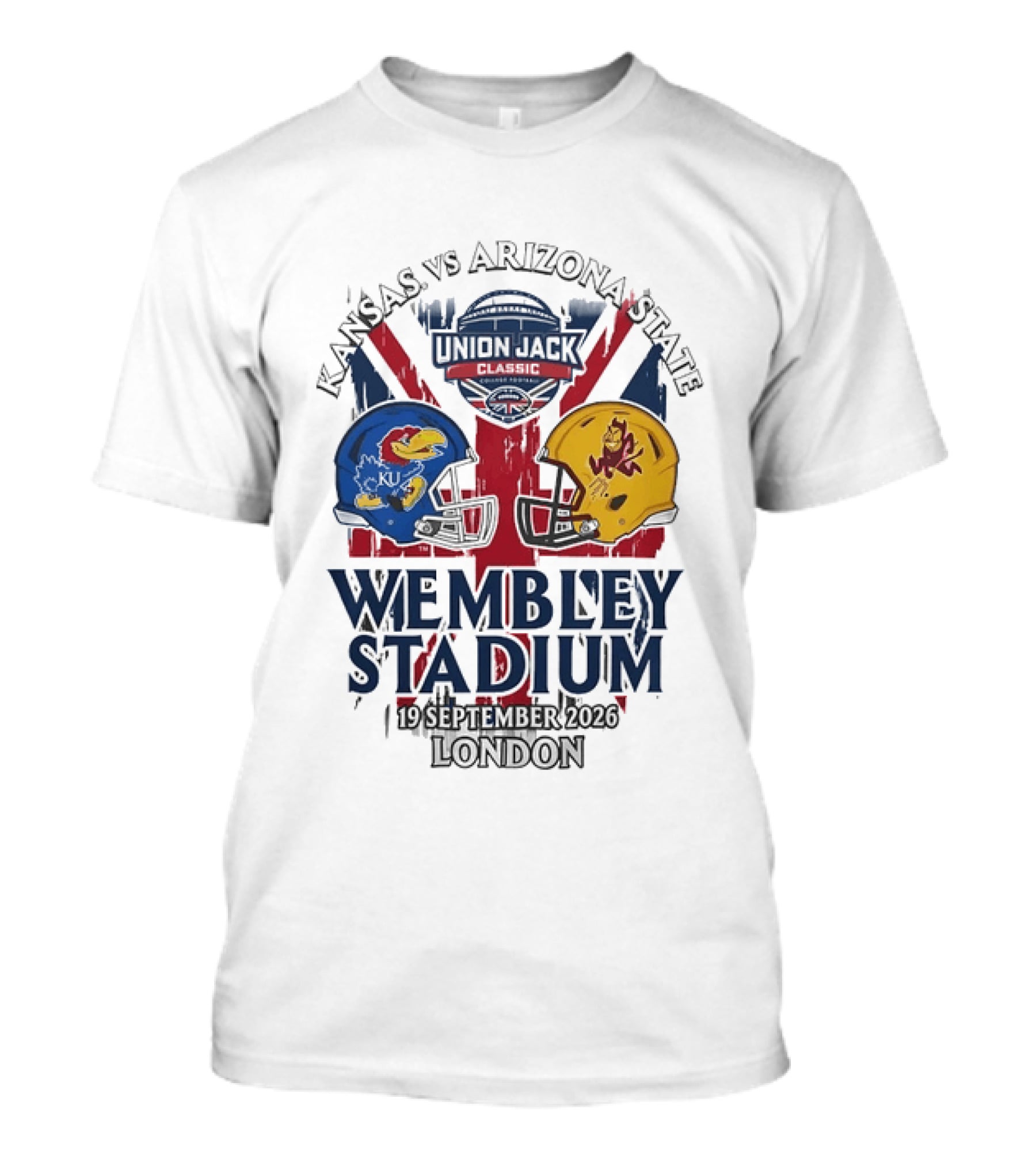 Kansas Vs Arizona State Union Jack Classic Wembley Stadium 19 September 2026 London T-Shirt