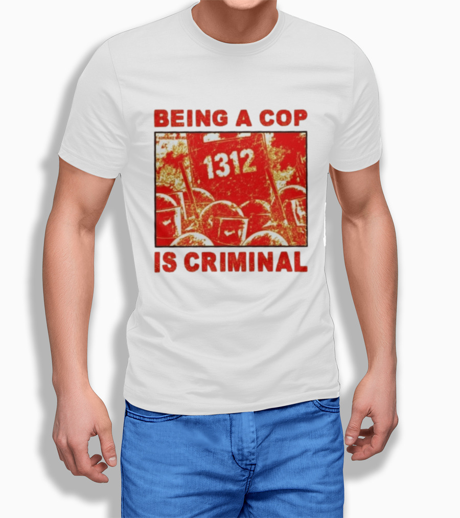 Being A Cop Is Criminal 1312 Riot Protest Distressed Red T-Shirt