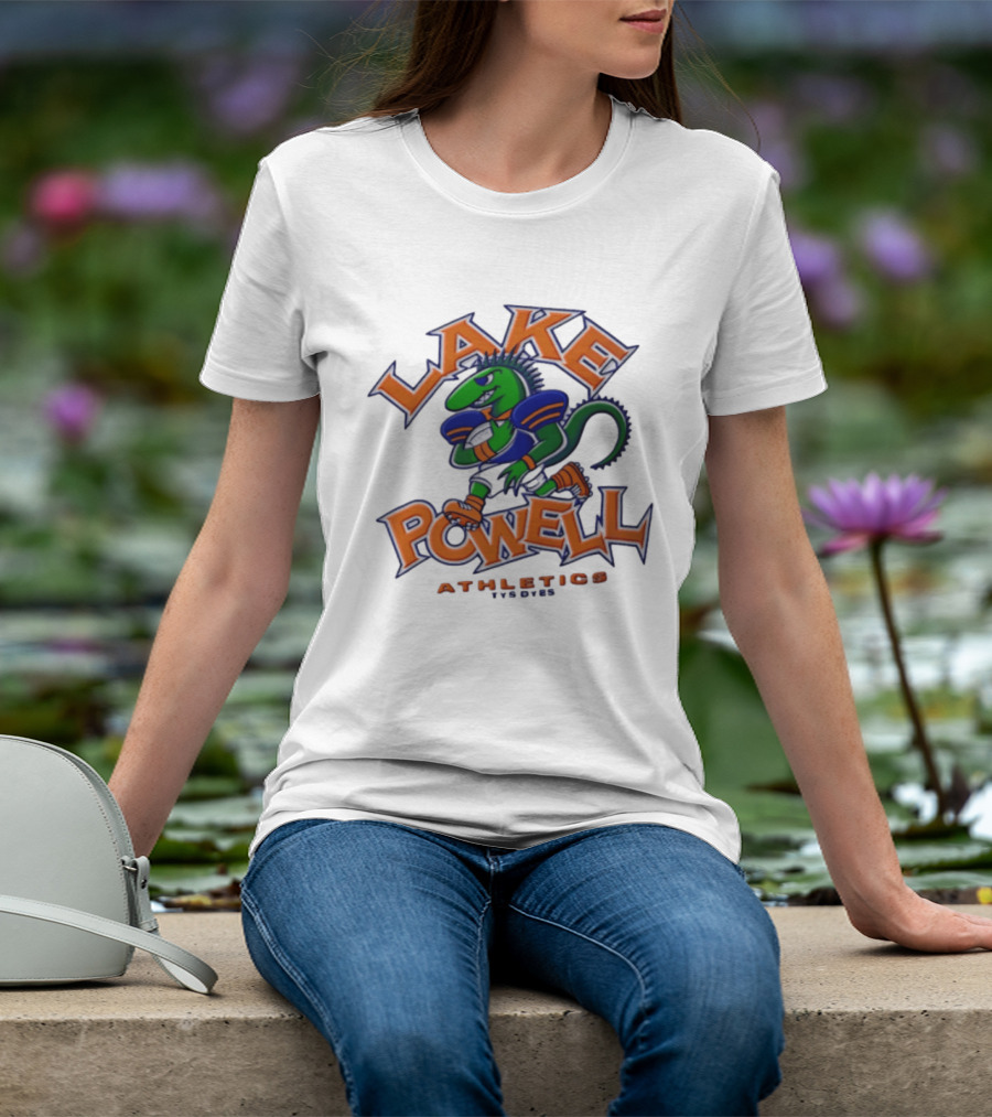 Lake Powell Athletics Tys Dyes Green Lizard Running Football T-Shirt