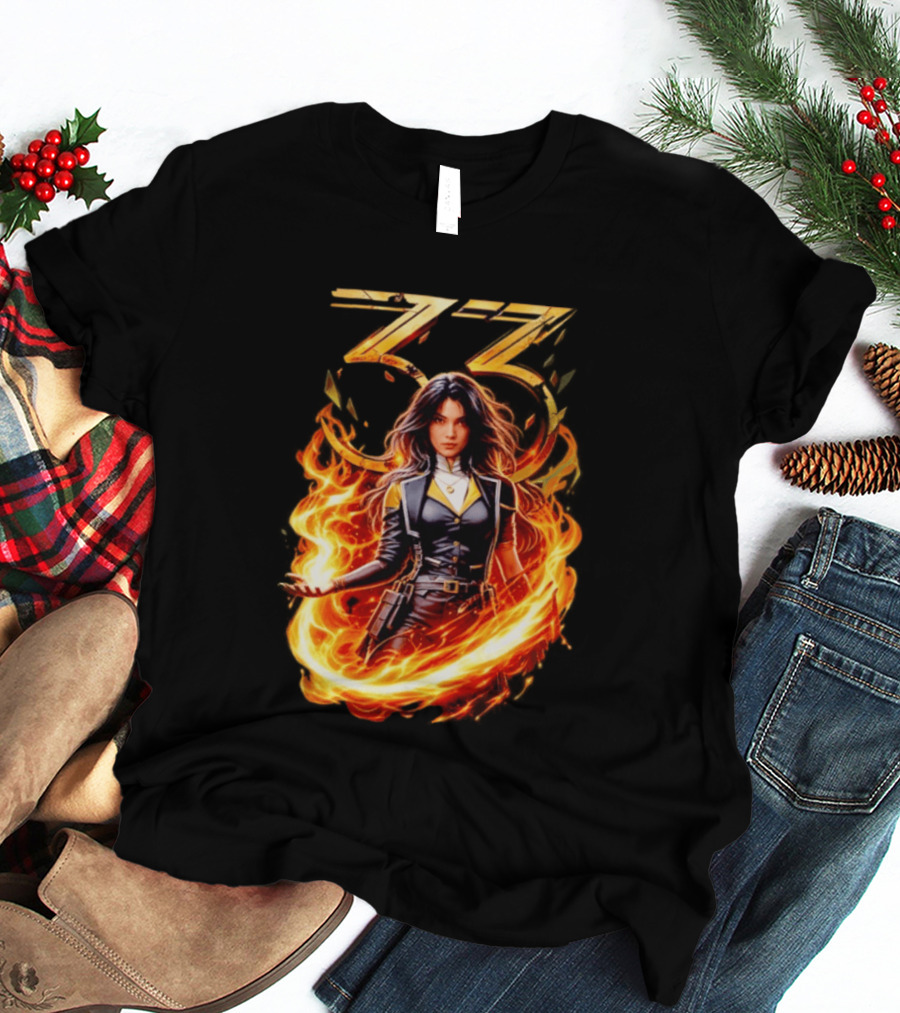 33 Fire Sorceress Fantasy Flames T-Shirt