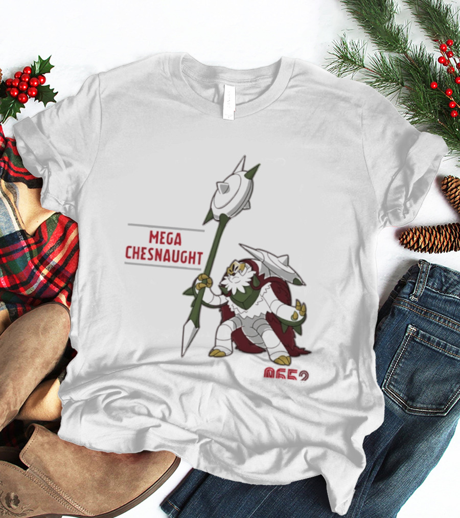 Mega Chesnaught 0652 Pokemon Pokedex Gaming Axe Warrior T-Shirt