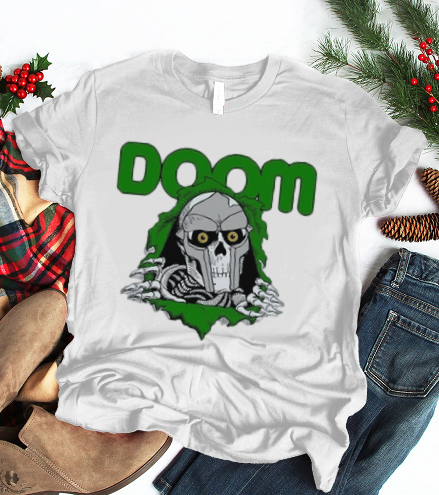 Doom Metal Face Skeleton Mask Hip Hop T-Shirt