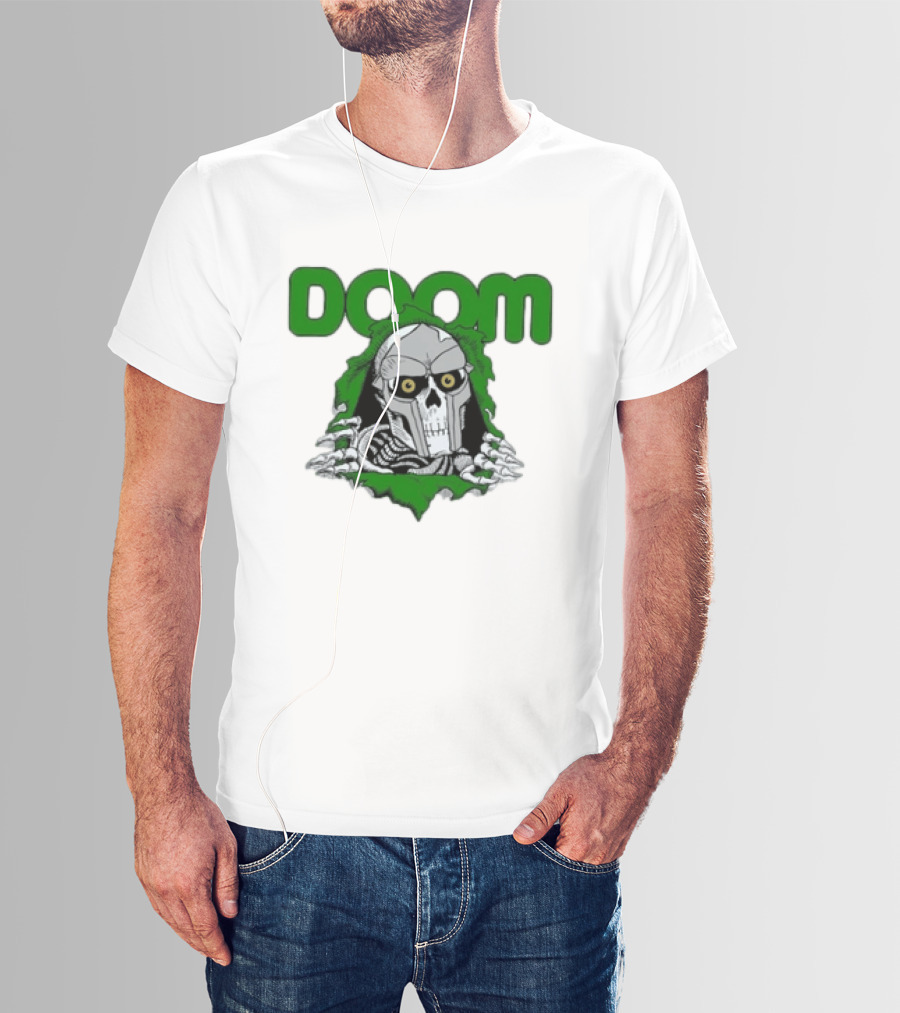 Doom Metal Face Skeleton Mask Hip Hop T-Shirt