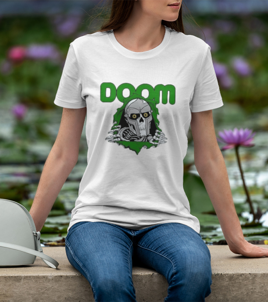 Doom Metal Face Skeleton Mask Hip Hop T-Shirt