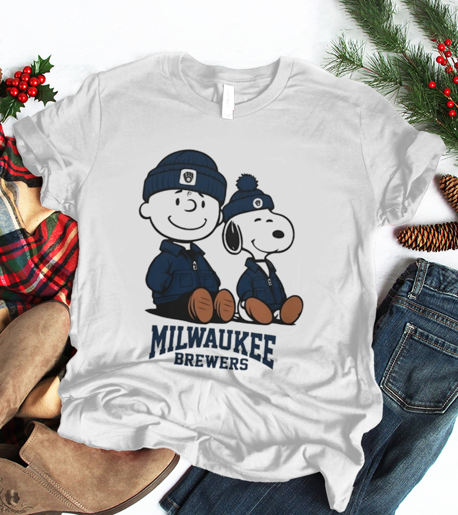 Milwaukee Brewers Charlie Brown Snoopy MLB Collaboration T-Shirt