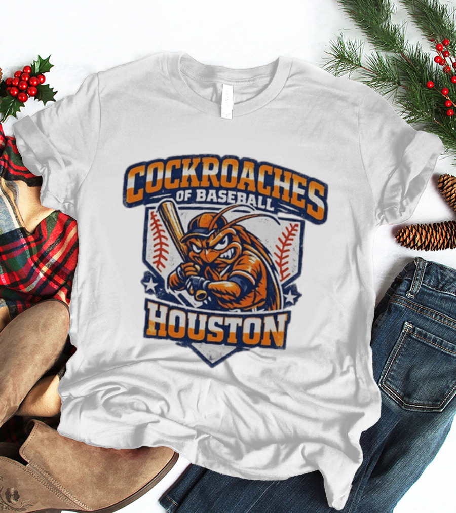 Cockroaches Of Baseball Houston Batting Mascot Baseball T-Shirt