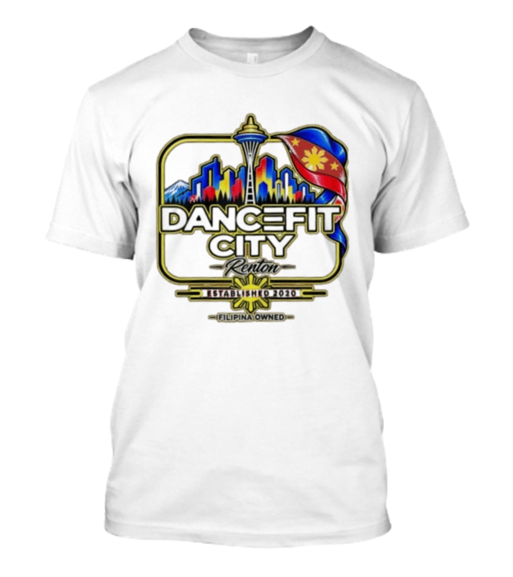 DanceFit City Renton Established 2020 Filipina Owned Seattle Skyline Philippine Flag T-Shirt