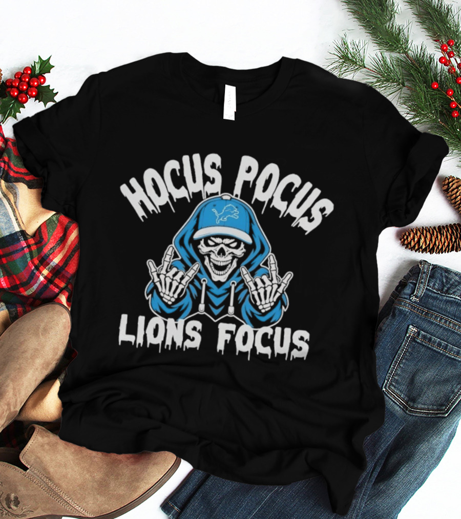 Hocus Pocus Lions Focus Skeleton Detroit Lions T-Shirt
