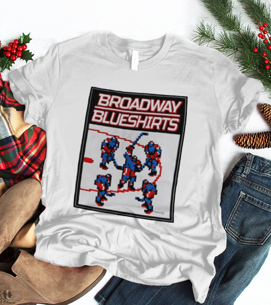 Broadway Blueshirts New York Rangers NHL Pixel Hockey Players T-Shirt