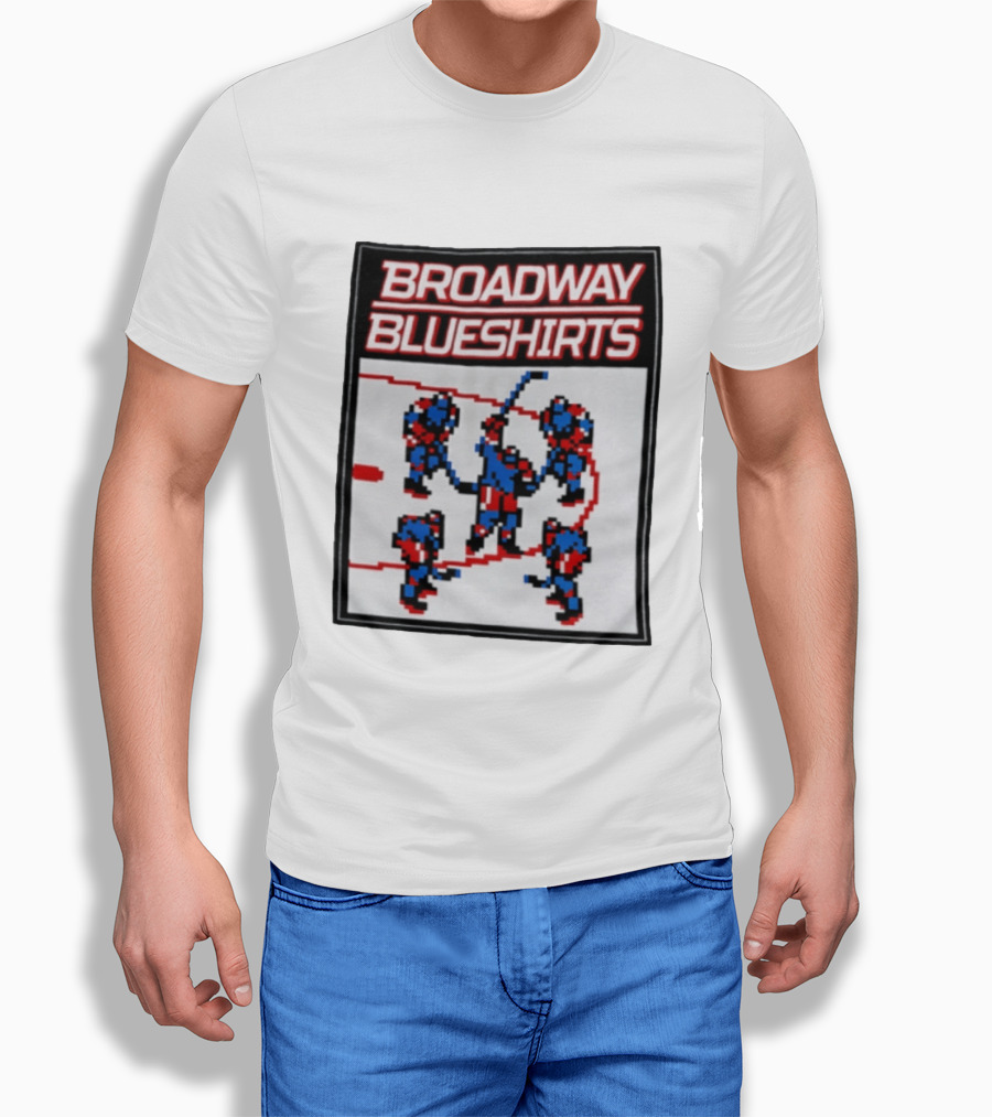 Broadway Blueshirts New York Rangers NHL Pixel Hockey Players T-Shirt