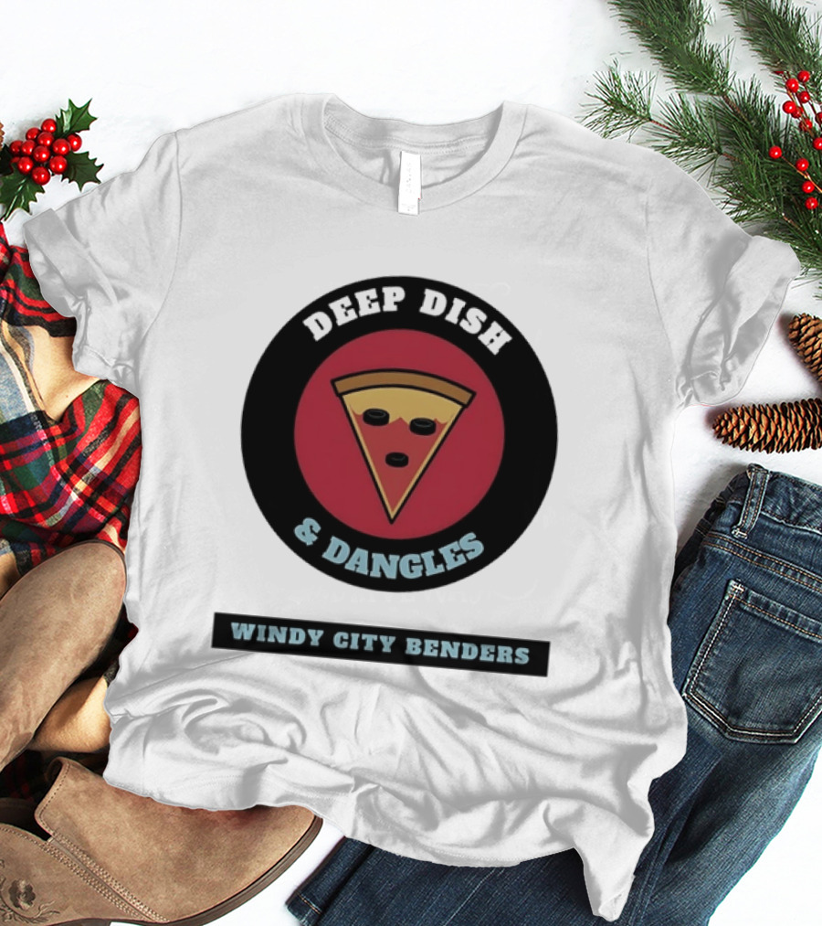 Deep Dish & Dangles Windy City Benders Hockey Pizza Slice T-Shirt