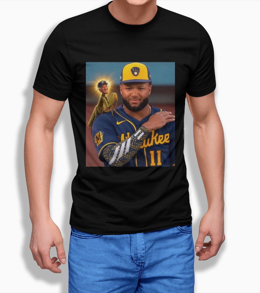 Milwaukee Brewers Uecker Praying Mantis Good Luck Charm T-Shirt