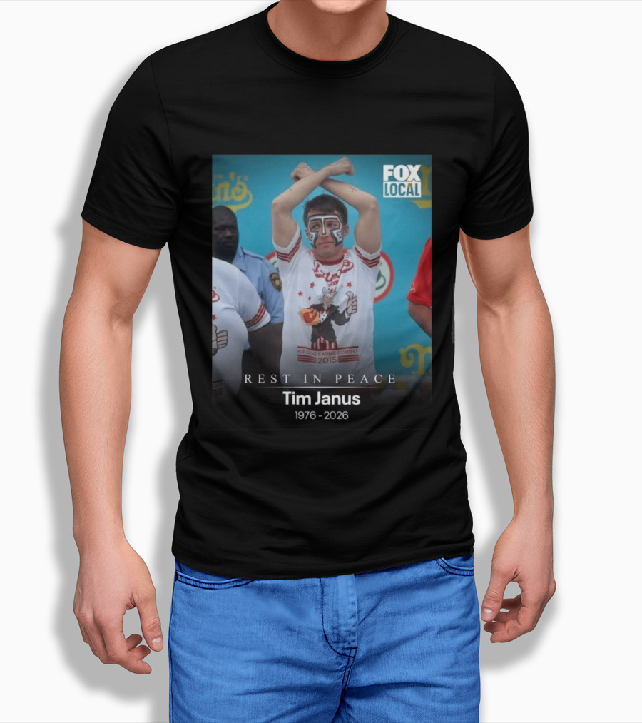 Rest In Peace Tim Janus Fox Local Hot Dog Eating Contest 2015 T-Shirt