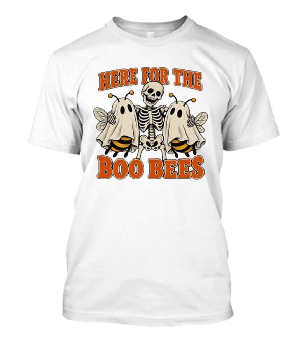 Here For The Boo Bees Halloween Skeleton Ghost Bees T-Shirt