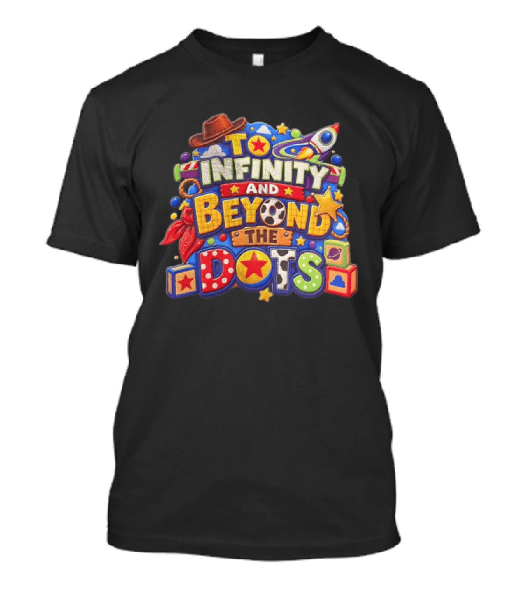 Toy Story To Infinity And Beyond Cowboy Hat Rocket Blocks Stars T-Shirt