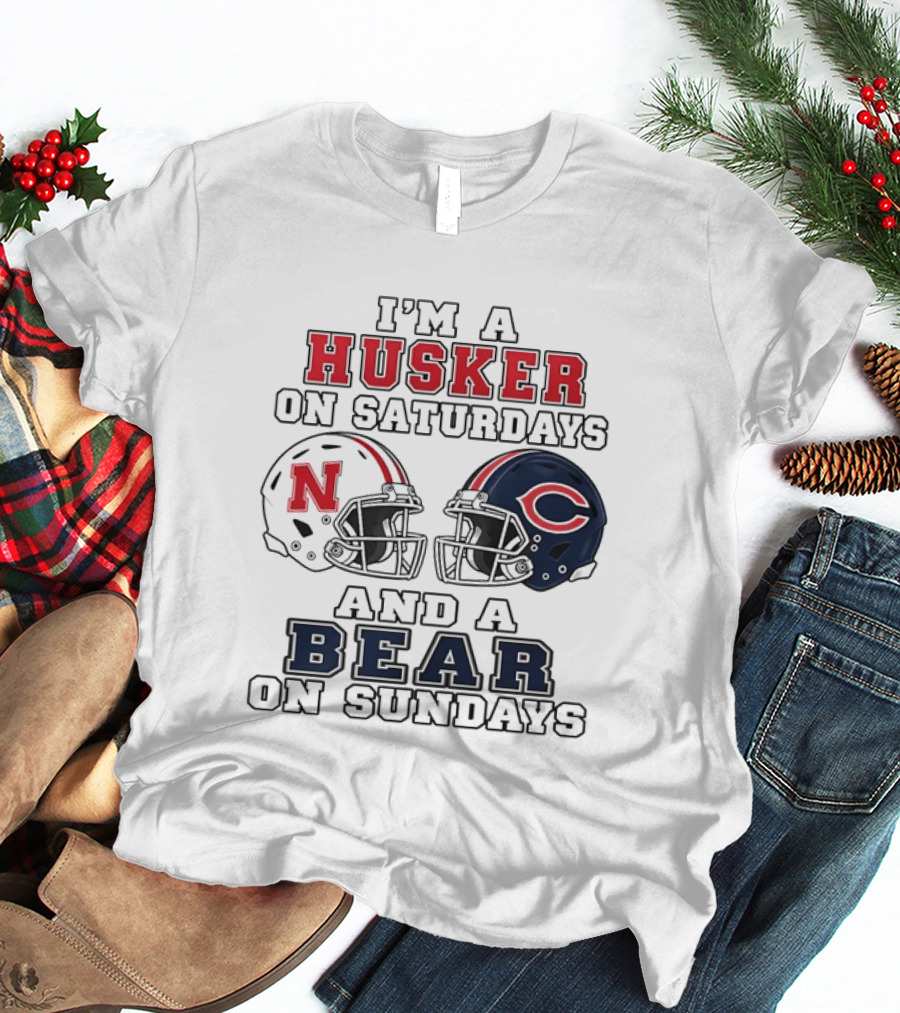 I'm A Husker On Saturdays And A Bear On Sundays Nebraska Chicago Helmet 2026 T-Shirt