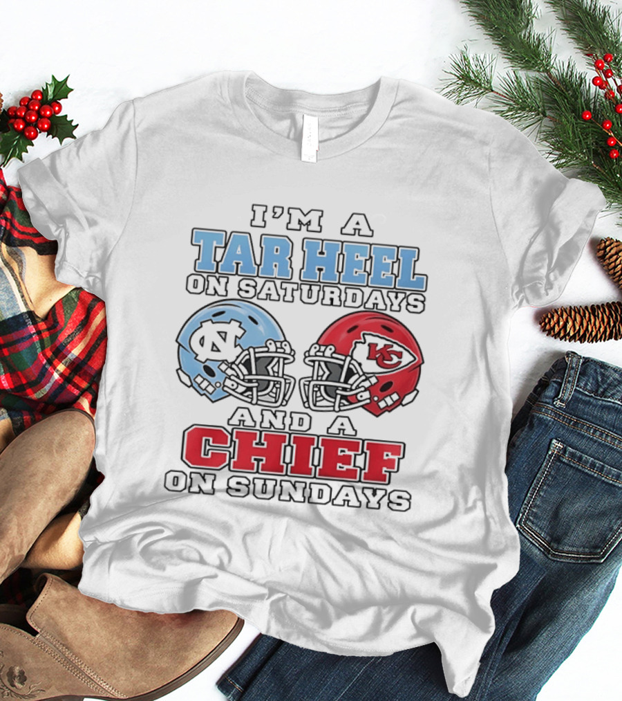 I'm A Tar Heel On Saturdays And A Chief On Sundays Football Helmets T-Shirt