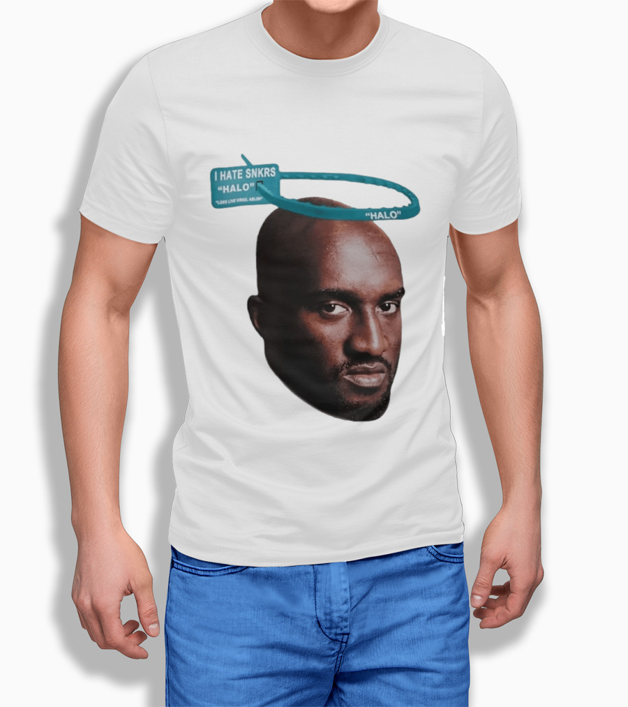 I HATE SNKRS HALO Long Live Virgil Abloh Off White Streetwear T-Shirt