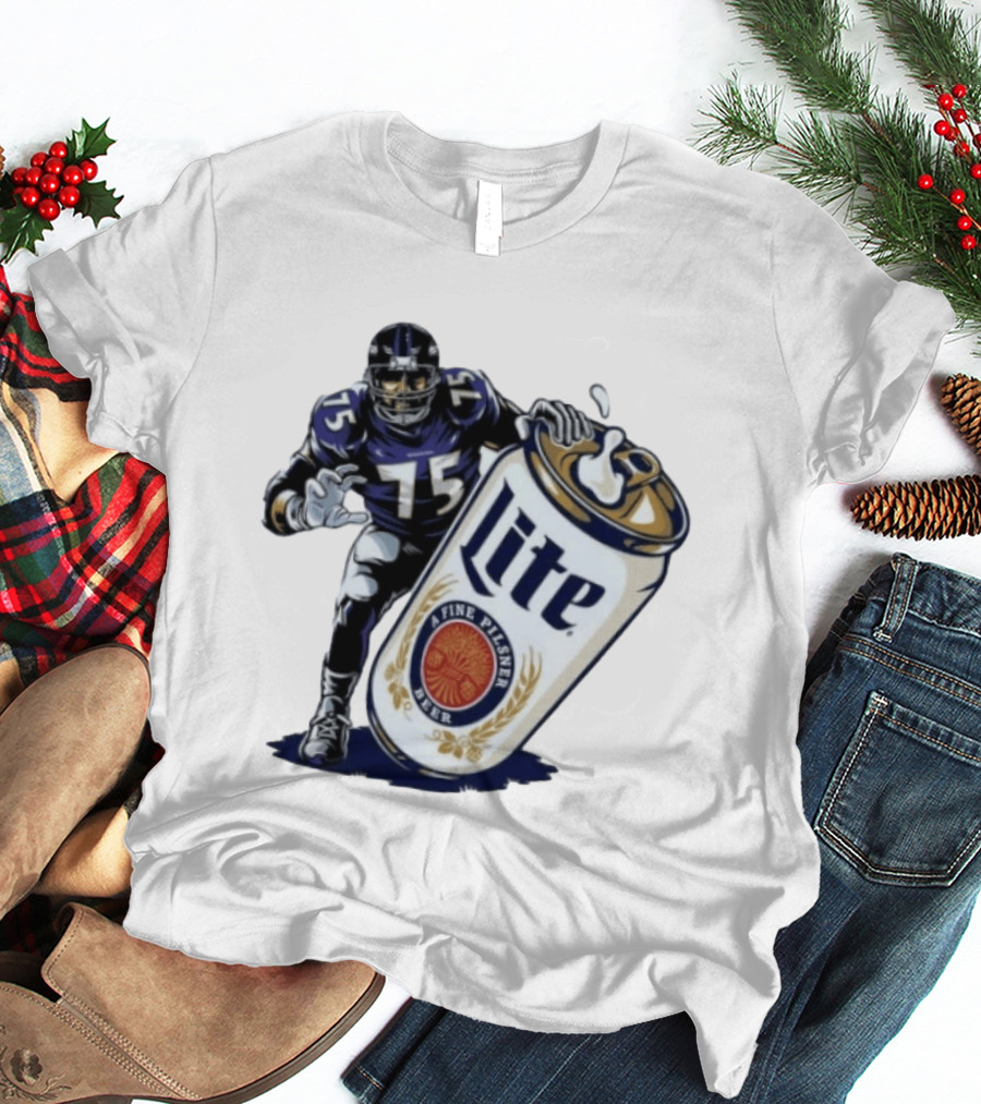Jonathan Ogden Baltimore Ravens 75 Lite A Fine Pilsner Beer T-Shirt