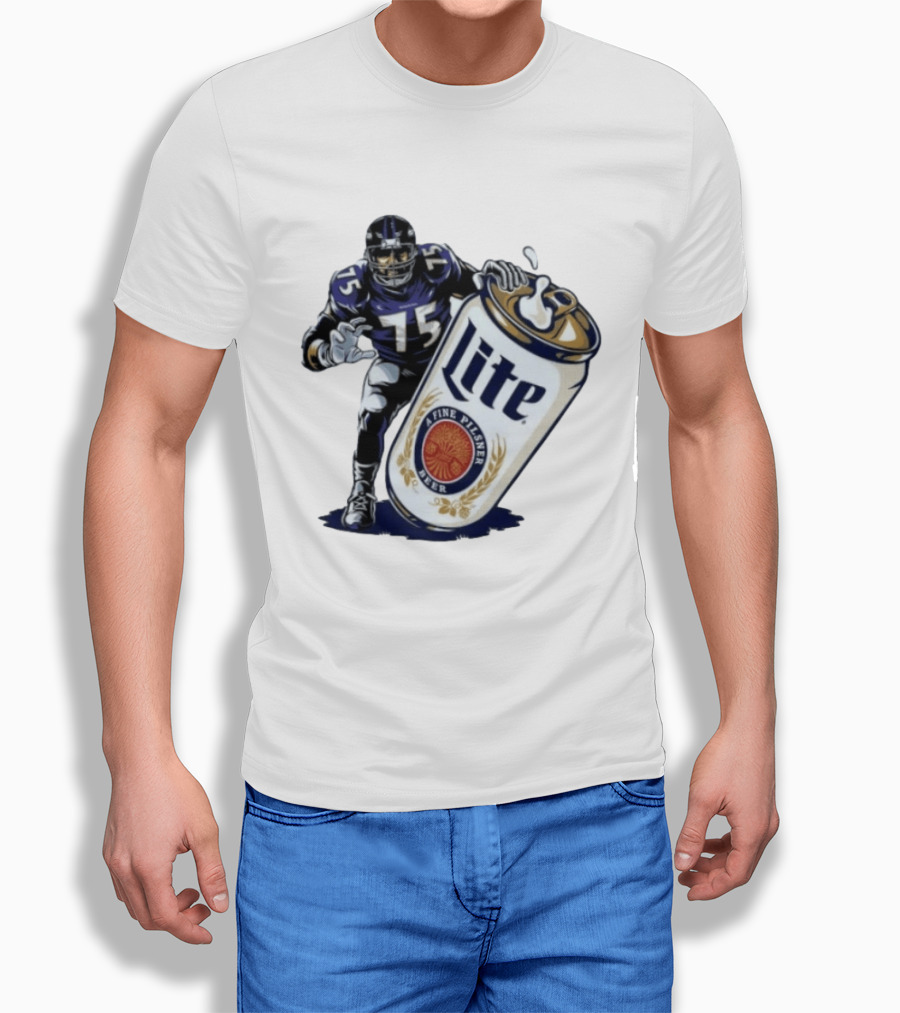 Jonathan Ogden Baltimore Ravens 75 Lite A Fine Pilsner Beer T-Shirt