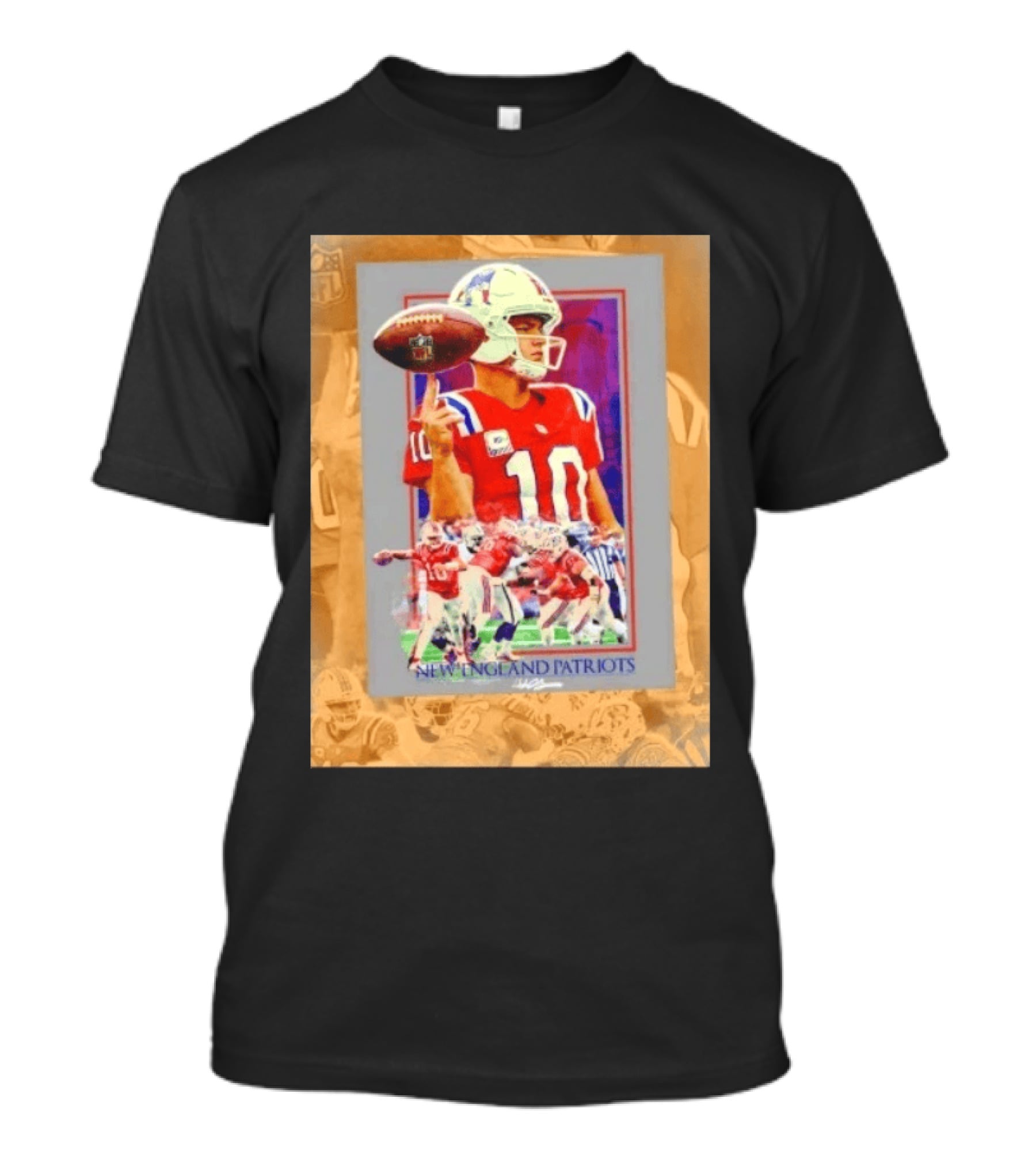 New England Patriots No 10 NFL Football Collage T-Shirt